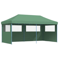vidaXL Foldable Tent Pop-Up with 4 Side Walls Outdoor Party Tent Garden Gazebo - green, with 3 sidewalls