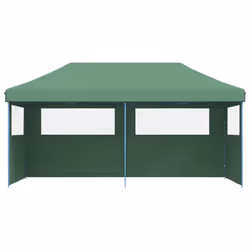 vidaXL Foldable Tent Pop-Up with 4 Side Walls Outdoor Party Tent Garden Gazebo - green, with 3 sidewalls
