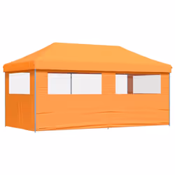 vidaXL Foldable Party Tent Pop-Up with 3 Sidewalls Garden Gazebo Canopy Orange - Additional view 4