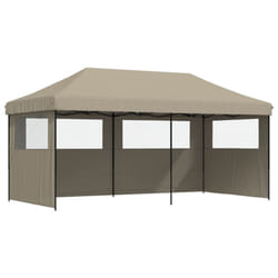 vidaXL Foldable Tent Pop-Up with 4 Side Walls Outdoor Party Tent Garden Gazebo - taupe, with 3 sidewalls