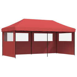 vidaXL Foldable Tent Pop-Up with 4 Side Walls Outdoor Party Tent Garden Gazebo - burgundy, with 3 sidewalls