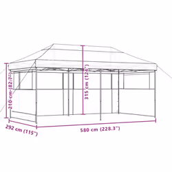 vidaXL Foldable Tent Pop-Up with 4 Side Walls Outdoor Party Tent Garden Gazebo - burgundy, with 3 sidewalls - Additional view 8