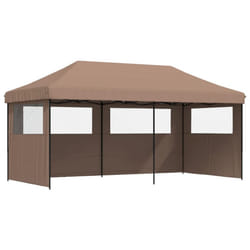 vidaXL Foldable Tent Pop-Up with 4 Side Walls Outdoor Party Tent Garden Gazebo - brown, with 3 sidewalls