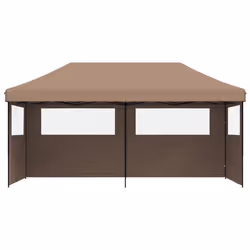 vidaXL Foldable Tent Pop-Up with 4 Side Walls Outdoor Party Tent Garden Gazebo - brown, with 3 sidewalls