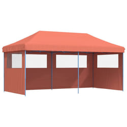 vidaXL Foldable Tent Pop-Up with 4 Side Walls Outdoor Party Tent Garden Gazebo - terracotta, with 3 sidewalls