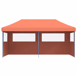vidaXL Foldable Tent Pop-Up with 4 Side Walls Outdoor Party Tent Garden Gazebo - terracotta, with 3 sidewalls