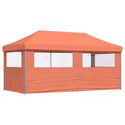 vidaXL Foldable Tent Pop-Up with 4 Side Walls Outdoor Party Tent Garden Gazebo - terracotta, with 3 sidewalls - Additional view 4