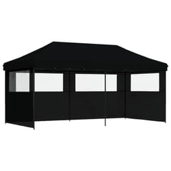 vidaXL Foldable Tent Pop-Up with 4 Side Walls Outdoor Party Tent Garden Gazebo - black, with 3 sidewalls