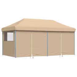 vidaXL Foldable Tent Pop-Up with 4 Side Walls Outdoor Party Tent Garden Gazebo - beige, with 4 sidewalls