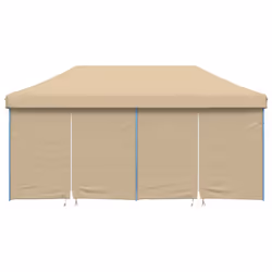 vidaXL Foldable Tent Pop-Up with 4 Side Walls Outdoor Party Tent Garden Gazebo - beige, with 4 sidewalls