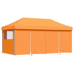 vidaXL Foldable Tent Pop-Up with 4 Side Walls Outdoor Party Tent Garden Gazebo - orange, with 4 sidewalls