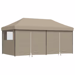 vidaXL Foldable Tent Pop-Up with 4 Side Walls Outdoor Party Tent Garden Gazebo - taupe, with 4 sidewalls