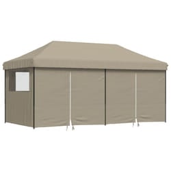 vidaXL Foldable Tent Pop-Up with 4 Side Walls Outdoor Party Tent Garden Gazebo - taupe, with 4 sidewalls