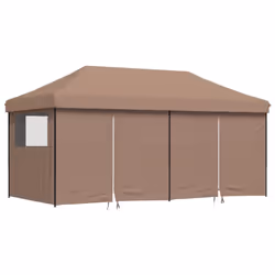 vidaXL Foldable Tent Pop-Up with 4 Side Walls Outdoor Party Tent Garden Gazebo - brown, with 4 sidewalls