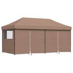 vidaXL Foldable Tent Pop-Up with 4 Side Walls Outdoor Party Tent Garden Gazebo - brown, with 4 sidewalls