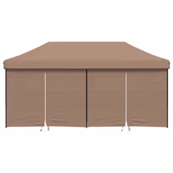 vidaXL Foldable Tent Pop-Up with 4 Side Walls Outdoor Party Tent Garden Gazebo - brown, with 4 sidewalls