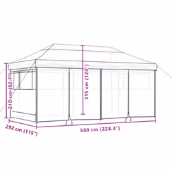 vidaXL Foldable Tent Pop-Up with 4 Side Walls Outdoor Party Tent Garden Gazebo - brown, with 4 sidewalls
