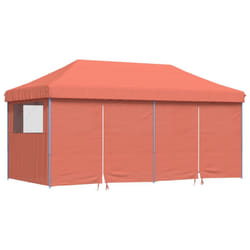 vidaXL Foldable Tent Pop-Up with 4 Side Walls Outdoor Party Tent Garden Gazebo - terracotta, with 4 sidewalls