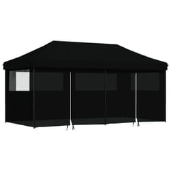 vidaXL Foldable Tent Pop-Up with 4 Side Walls Outdoor Party Tent Garden Gazebo - black, with 4 sidewalls