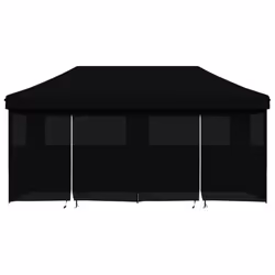 vidaXL Foldable Tent Pop-Up with 4 Side Walls Outdoor Party Tent Garden Gazebo - black, with 4 sidewalls