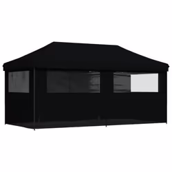 vidaXL Foldable Tent Pop-Up with 4 Side Walls Outdoor Party Tent Garden Gazebo - black, with 4 sidewalls - Additional view 4