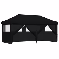 vidaXL Foldable Tent Pop-Up with 4 Side Walls Outdoor Party Tent Garden Gazebo - black, with 4 sidewalls - Additional view 6