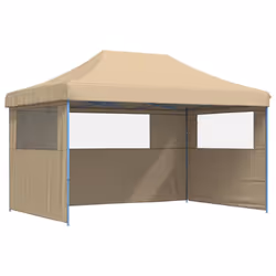 vidaXL Foldable Tent Pop-up Outdoor Party Tent Garden Gazebo Canopy Shelter - beige, with 3 sidewalls