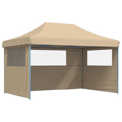 vidaXL Foldable Tent Pop-up Outdoor Party Tent Garden Gazebo Canopy Shelter - beige, with 3 sidewalls