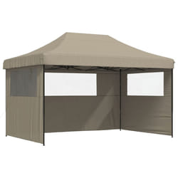 vidaXL Foldable Tent Pop-up Outdoor Party Tent Garden Gazebo Canopy Shelter - taupe, with 3 sidewalls