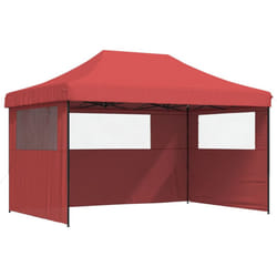 vidaXL Foldable Tent Pop-up Outdoor Party Tent Garden Gazebo Canopy Shelter - burgundy, with 3 sidewalls