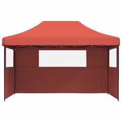 vidaXL Foldable Tent Pop-up Outdoor Party Tent Garden Gazebo Canopy Shelter - burgundy, with 3 sidewalls