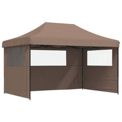 vidaXL Foldable Tent Pop-up Outdoor Party Tent Garden Gazebo Canopy Shelter - brown, with 3 sidewalls