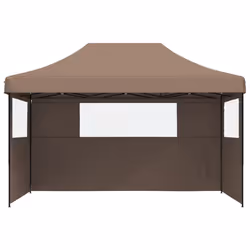 vidaXL Foldable Tent Pop-up Outdoor Party Tent Garden Gazebo Canopy Shelter - brown, with 3 sidewalls