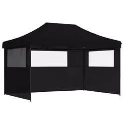vidaXL Foldable Tent Pop-up Outdoor Party Tent Garden Gazebo Canopy Shelter - black, with 3 sidewalls