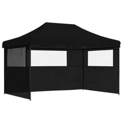 vidaXL Foldable Tent Pop-up Outdoor Party Tent Garden Gazebo Canopy Shelter - black, with 3 sidewalls