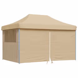 vidaXL Foldable Tent Pop-up Outdoor Party Tent Garden Gazebo Canopy Shelter - beige, with 4 sidewalls