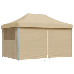 vidaXL Foldable Tent Pop-up Outdoor Party Tent Garden Gazebo Canopy Shelter - beige, with 4 sidewalls