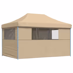 vidaXL Foldable Tent Pop-up Outdoor Party Tent Garden Gazebo Canopy Shelter - beige, with 4 sidewalls - Additional view 4