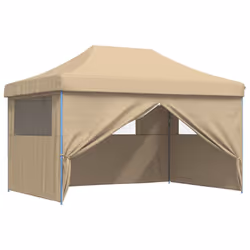 vidaXL Foldable Tent Pop-up Outdoor Party Tent Garden Gazebo Canopy Shelter - beige, with 4 sidewalls - Additional view 5