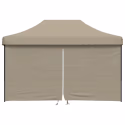 vidaXL Foldable Tent Pop-up Outdoor Party Tent Garden Gazebo Canopy Shelter - taupe, with 4 sidewalls