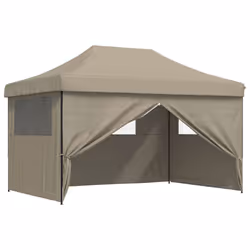 vidaXL Foldable Tent Pop-up Outdoor Party Tent Garden Gazebo Canopy Shelter - taupe, with 4 sidewalls - Additional view 6