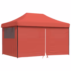 vidaXL Foldable Tent Pop-up Outdoor Party Tent Garden Gazebo Canopy Shelter - burgundy, with 4 sidewalls
