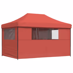 vidaXL Foldable Tent Pop-up Outdoor Party Tent Garden Gazebo Canopy Shelter - burgundy, with 4 sidewalls - Additional view 4