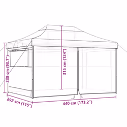 vidaXL Foldable Tent Pop-up Outdoor Party Tent Garden Gazebo Canopy Shelter - burgundy, with 4 sidewalls - Additional view 9