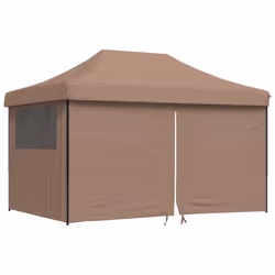 vidaXL Foldable Tent Pop-up Outdoor Party Tent Garden Gazebo Canopy Shelter - brown, with 4 sidewalls