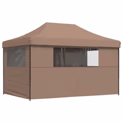 vidaXL Foldable Tent Pop-up Outdoor Party Tent Garden Gazebo Canopy Shelter - brown, with 4 sidewalls - Additional view 4