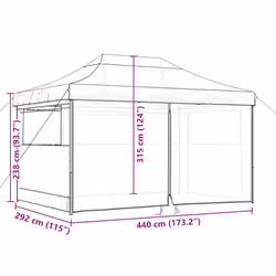 vidaXL Foldable Tent Pop-up Outdoor Party Tent Garden Gazebo Canopy Shelter - brown, with 4 sidewalls - Additional view 9