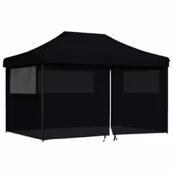 vidaXL Foldable Tent Pop-up Outdoor Party Tent Garden Gazebo Canopy Shelter - black, with 4 sidewalls