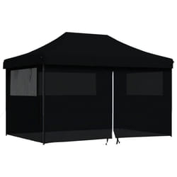 vidaXL Foldable Tent Pop-up Outdoor Party Tent Garden Gazebo Canopy Shelter - black, with 4 sidewalls