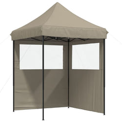 vidaXL Professional Folding Party Tent Outdoor Canopy Garden Pavilion Steel - taupe, with 2 sidewalls